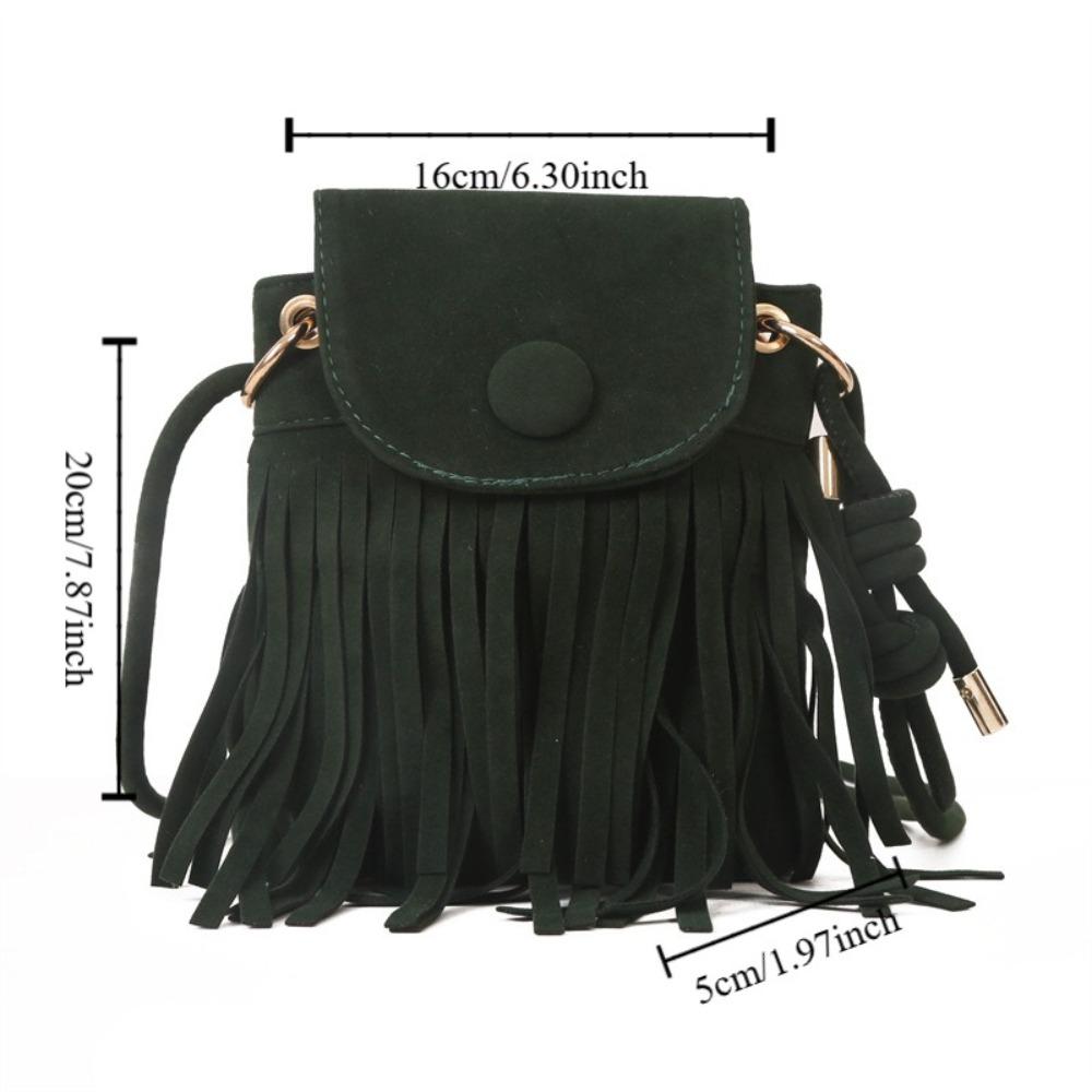 Nylon Bohemian Fringed Crossbody Bag Square Bag Tassel Shoulder Bag Bohemian Shoulder Bag  Daily