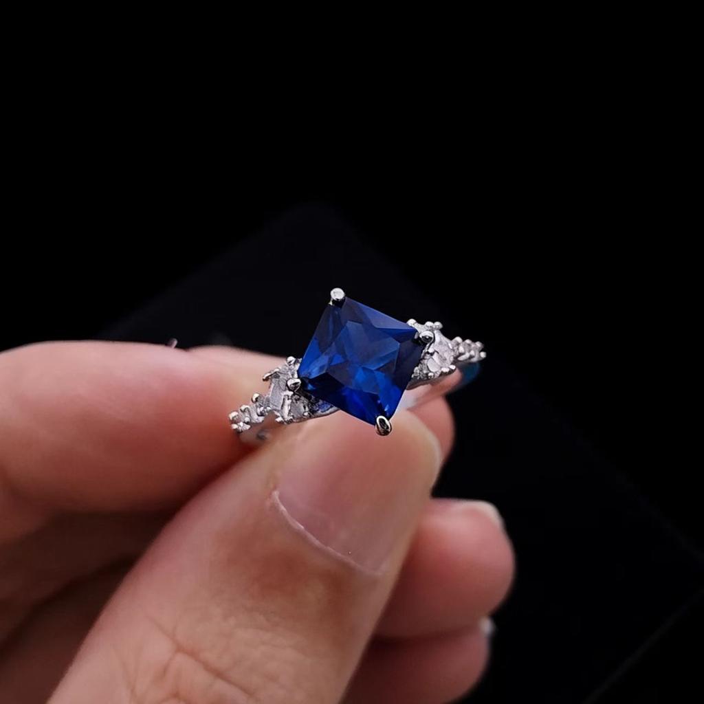 Jewelry Imitation Natural Ruby Emerald Square Ring Women'S Light Luxury Fashion Creative Color Treasure Ring