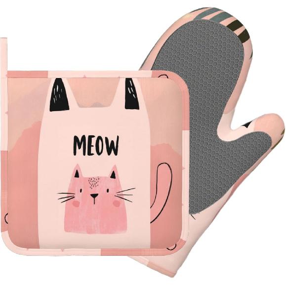 Day of The Dead Oven Mitt and Pot Holder with Silicone Heat Resistant Kitchen for Cooking BBQ Baking Grilling Cooking Protection