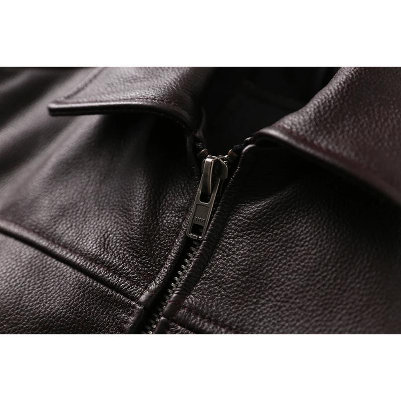 Chinese Size Men Leather Jacket 100% Real Cowhide Black Brown Men's Genuine Leather Coat Male Skin Clothing Autumn Spring Asian Size M601
