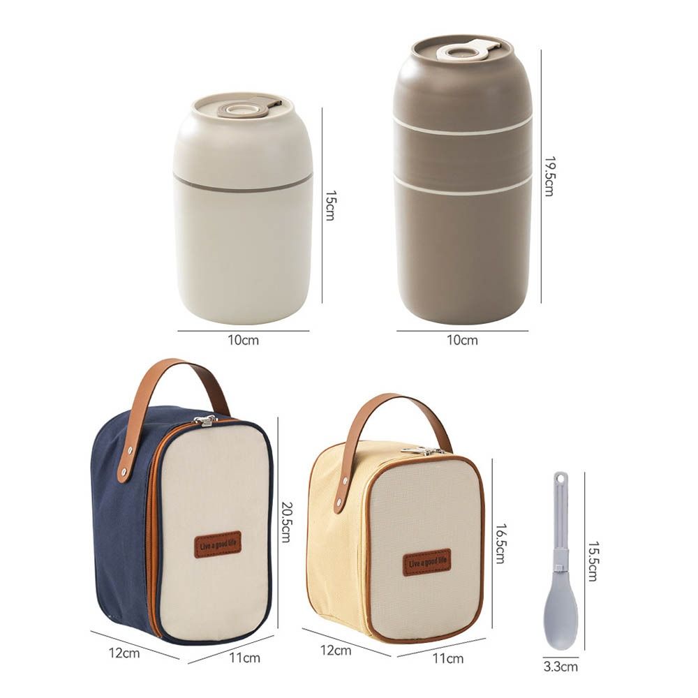 304 Stainless Steel Thermal Lunch Box Spoon with Lid Insulation Bucket Warmer Soup Cup  Students