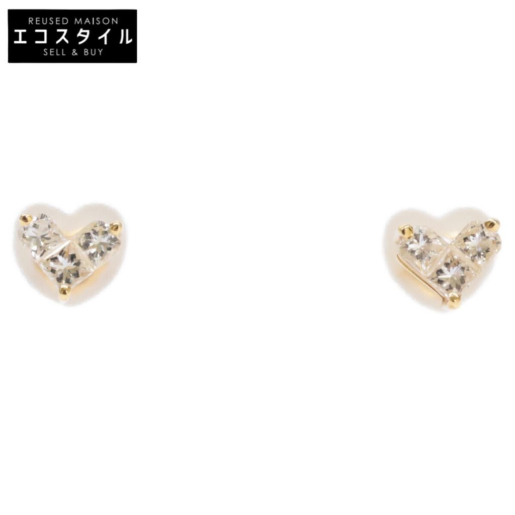 STAR JEWELRY Beautiful K18 Mysterious Heart 0.15ct Diamond earring Yellow GoldUsed