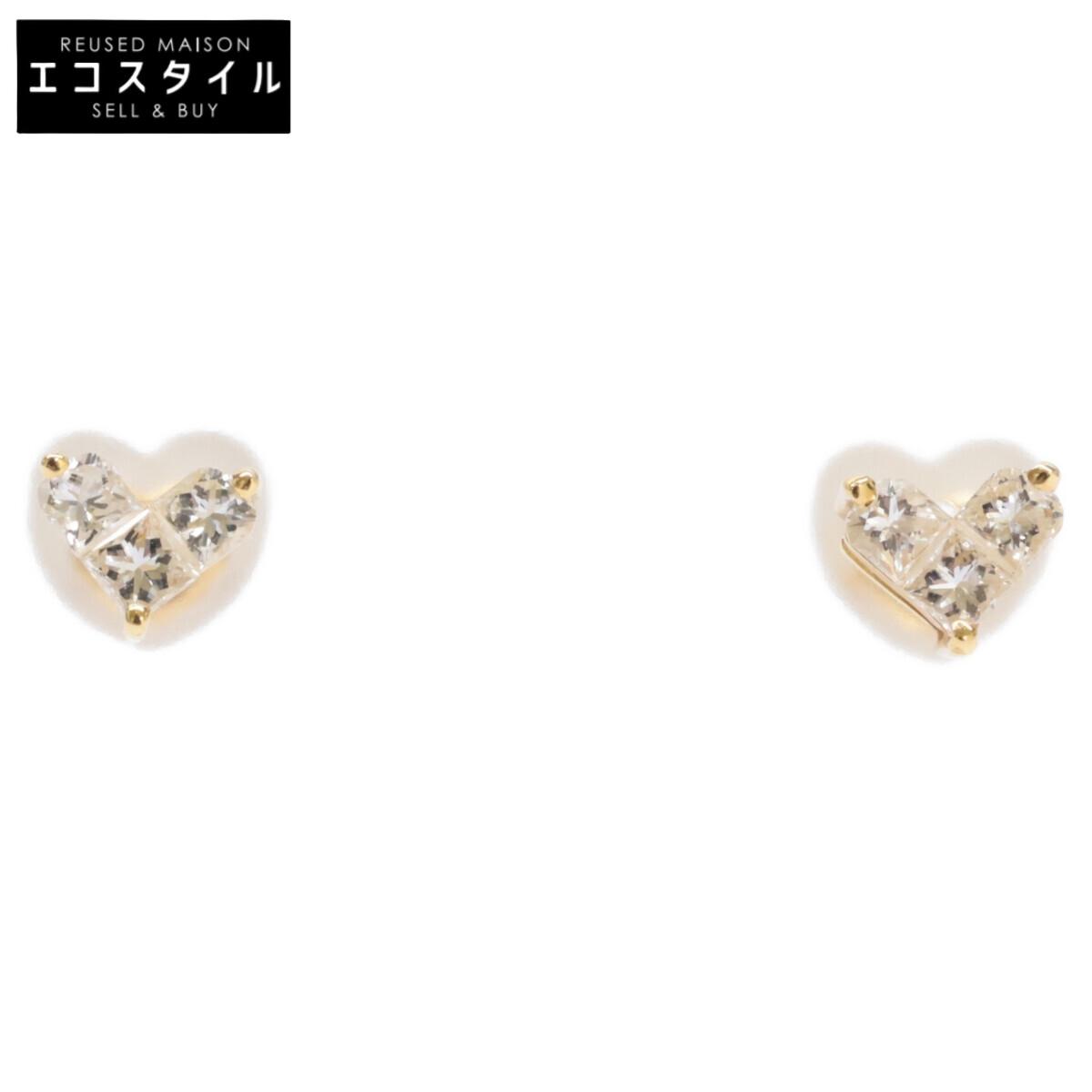 

STAR JEWELRY Beautiful K18 Mysterious Heart 0.15ct Diamond earring Yellow GoldUsed