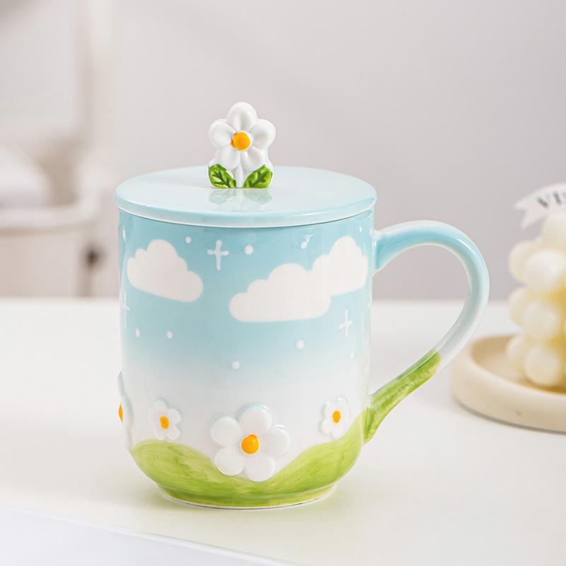 Ceramic Coffee Mug Creative Flower Cup for Office and Home Christmas Birthday Surprise for Friends Family or Flower Lovers