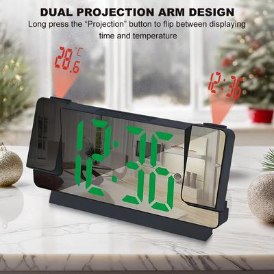 LED Intelligent Luminous Clock with Time Temperature Display Projector Ceiling Clock Large Screen for Home Bedroom Living Room