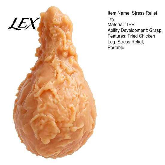 Office Desk Fidget Toy Fried Chicken Leg Squeeze Toy, Stress Relief Drumstick Sensory Fake Reducing Hand Food for Basket Stuffers, Party Favors