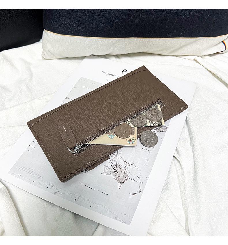 Women's Ultra-Thin Genuine Leather Wallet 2025: Top Grain Cowhide Clutch with Phone & Card Holder, Simple Zipper Design