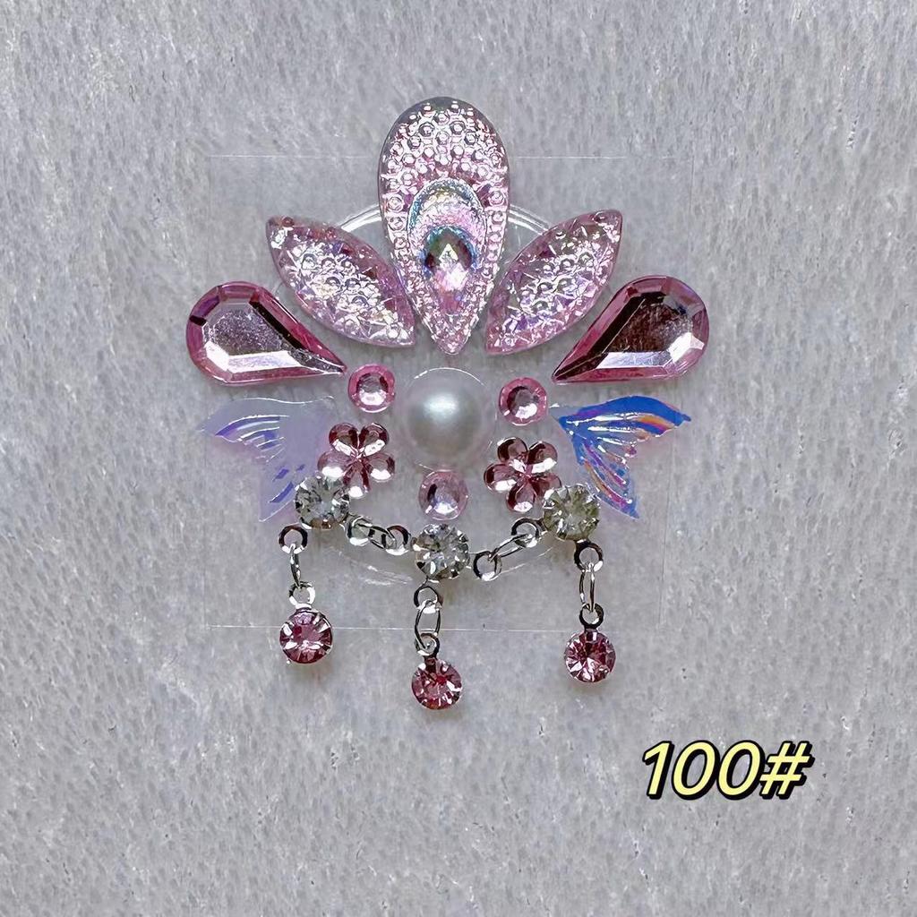 Self-Adhesive Children's Colorful Eyebrow Stickers for Stage Performance and Princess Makeup with Ancient Costume Style Tassels.