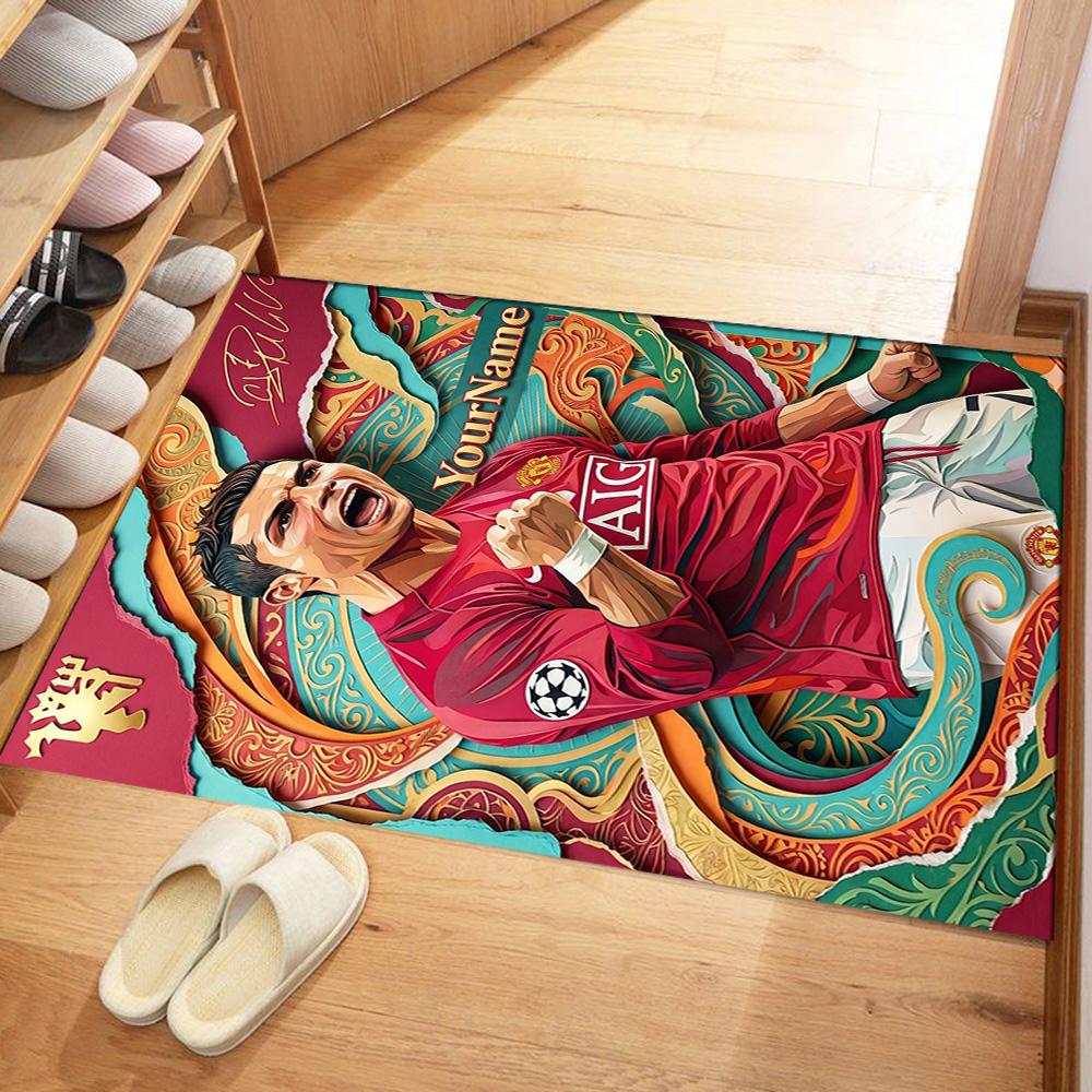 Cristiano Ronaldo 112 Customized Name Floor Rug Office Rug Suitable for Playrooms Dining Room Kitchen Bedrooms Antislip Carpet Decorate Offices