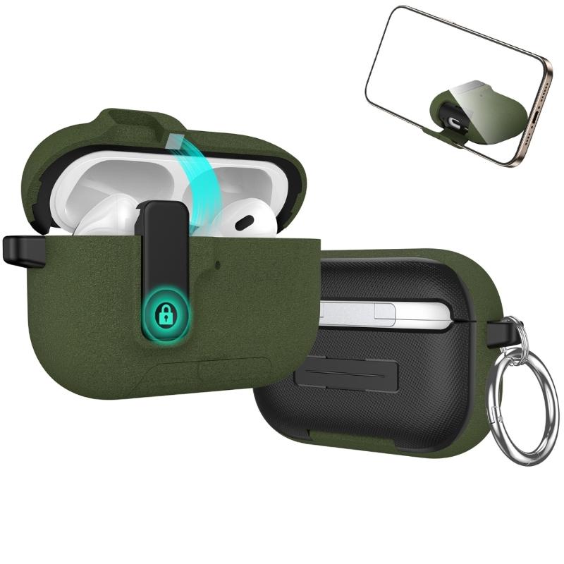 Shockproof Protective Case Phone Stand Case Magnetic Auto Lock TPU Shockproof Protective Sleeve for Wireless Earbuds