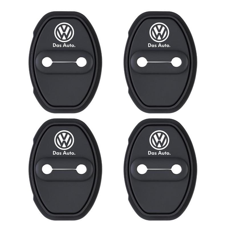 VW Car Sticker Car Sticker 4Pcs Car Door Lock Buckle Protective Cover Stickers Badge For Volkswagen VW R Polo Passat Rline Golf 4