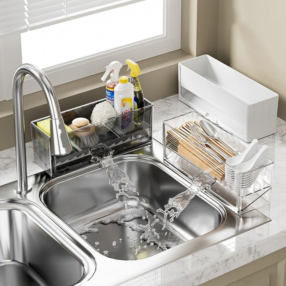 Detachable Partition Self-Draining Kitchen Sink Organizer Quick Dry Shower Storage Holder  Shampoo