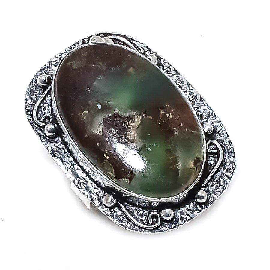 

Chrysoprase Gemstone Handmade 925 Sterling Silver Jewelry Ring Size 10 v2d31