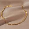 Luxury Stainless Steel Twisted Adjustable Bracelet for Women Girls Minimalist Metal Fried Dough Twists Water Wave Chain Zircon