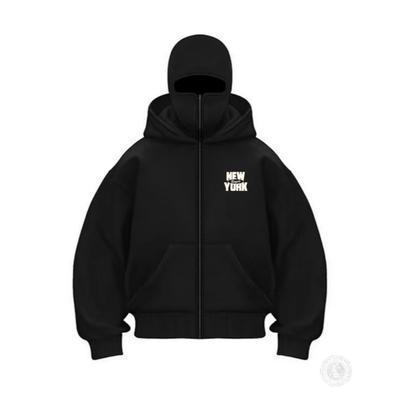 Pánská gotická mikina s kapucí na zip volného střihu streetwearový pulovr na koncerty každodenní outfity