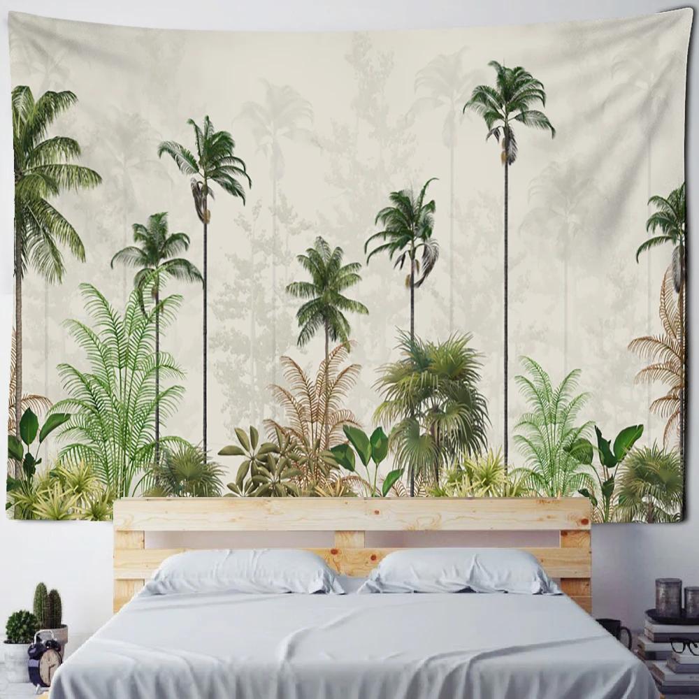 Banana Tree in the Mist Tapestry Wall Hanging Boho Hippie Tapez Polyester Background Fabric Art Home Decor