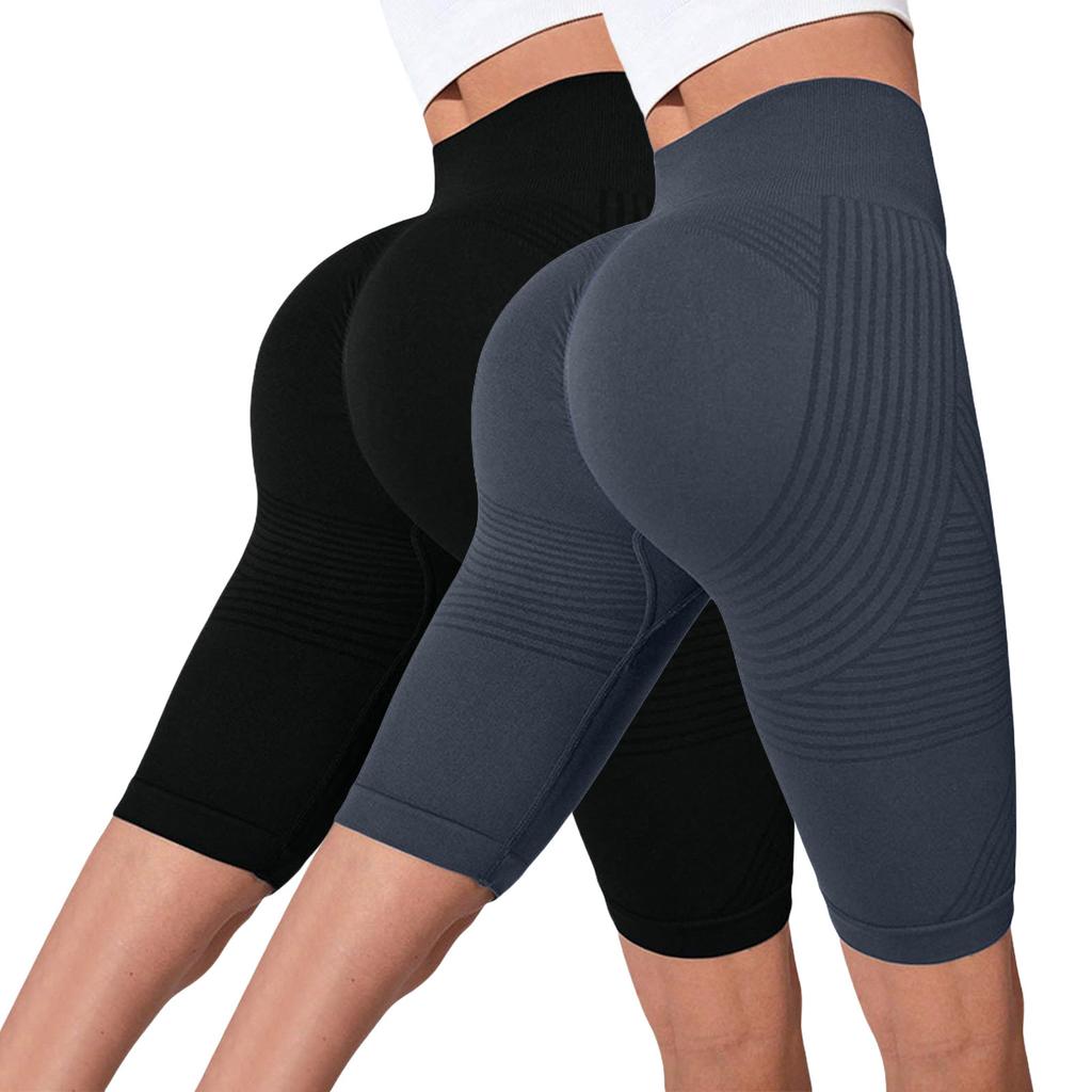 Women’s 2 Piece Seamless High Waist Yoga Shorts Set Stretchy Workout Biker Shorts for Running Training