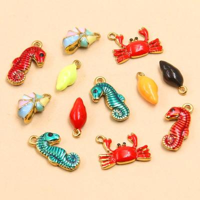 18K Gold Electroplated Seashell & Seahorse Charms: 4 Styles DIY Jewelry Accessories
