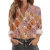 Camicia da Donna con Bottoni a Stampa Floreale, Camicette Casual Regolari a Maniche Lunghe, Top Basic Casual Plus Size