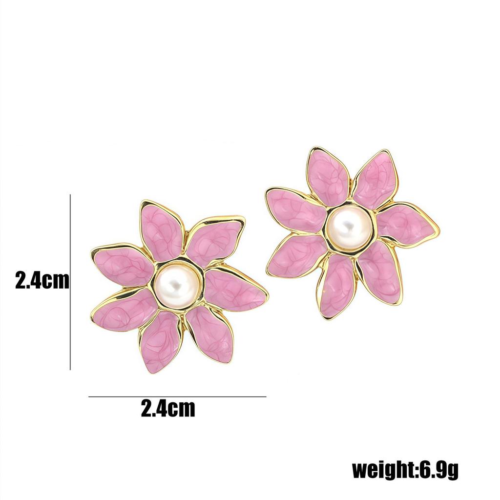 Elegant Vintage-Style Pearl and Flower Drip Earrings for Women, Luxurious Stainless Steel Design