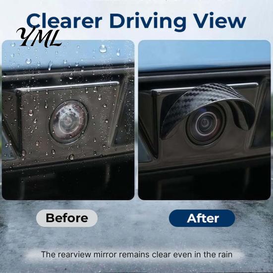 Car Backup Camera Cover Waterproof Rearview Rain Shield, Flexible PVC Lens Protector Automotive Protection with Adhesive Mount, Black Curved