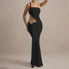 European and American summer sexy one-shoulder backless tube top dress fashionable solid color strap pleated dress