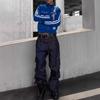Mens Oversize Straight Leg Jeans Vibe Style Embroidered Raw Denim Pants Casual Stacked Fit