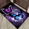 Vibrant Butterfly and Purple Flower Rug for Modern Living Spaces - Unique Floor Decor, 3D Art Carpet, Contemporary Design