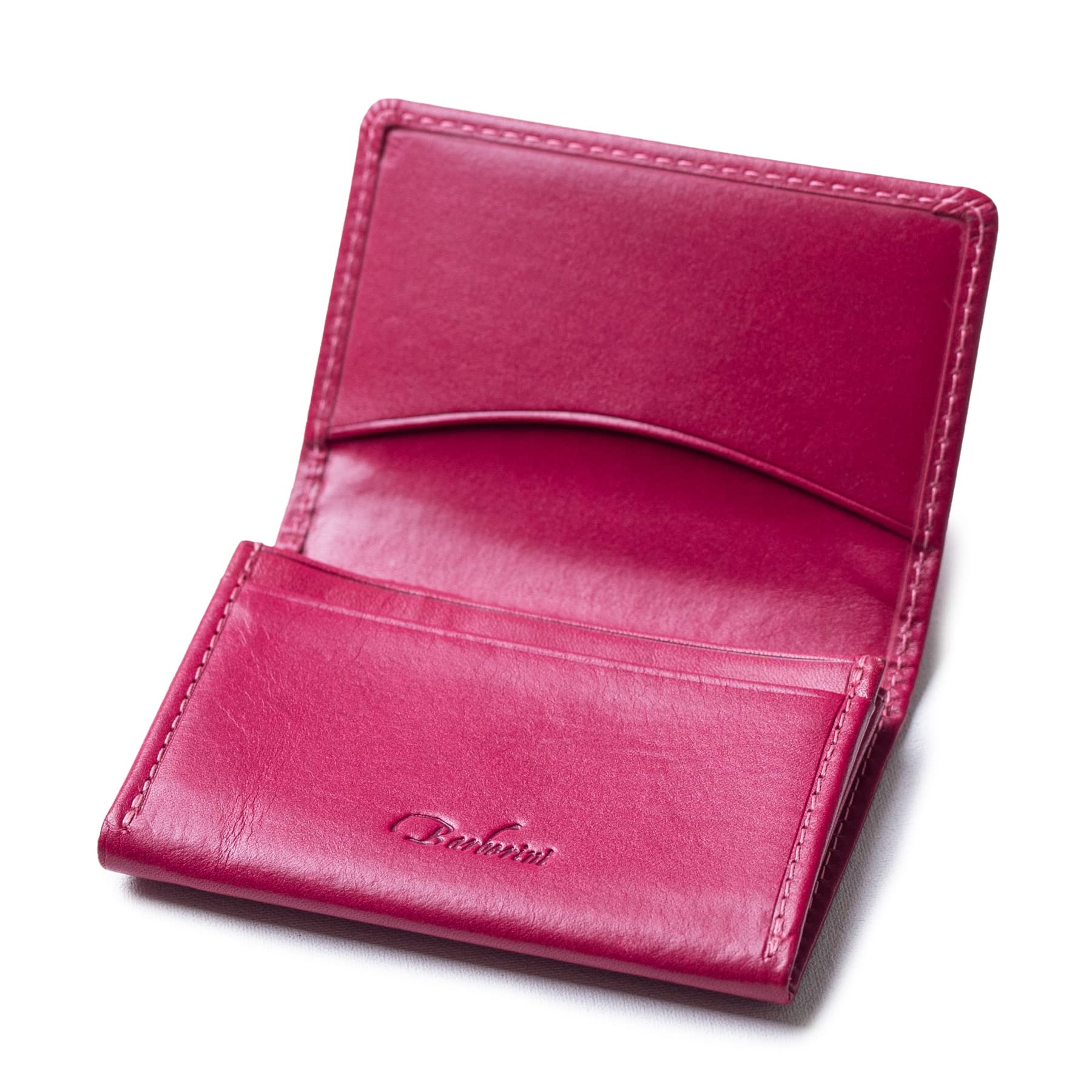 

BARBERINI Business Card Holder, Made by Italian Craftsmen, Genuine Italian Leather, Large Capacity, Easy Access, with Dividers (Fuchsia Pink)