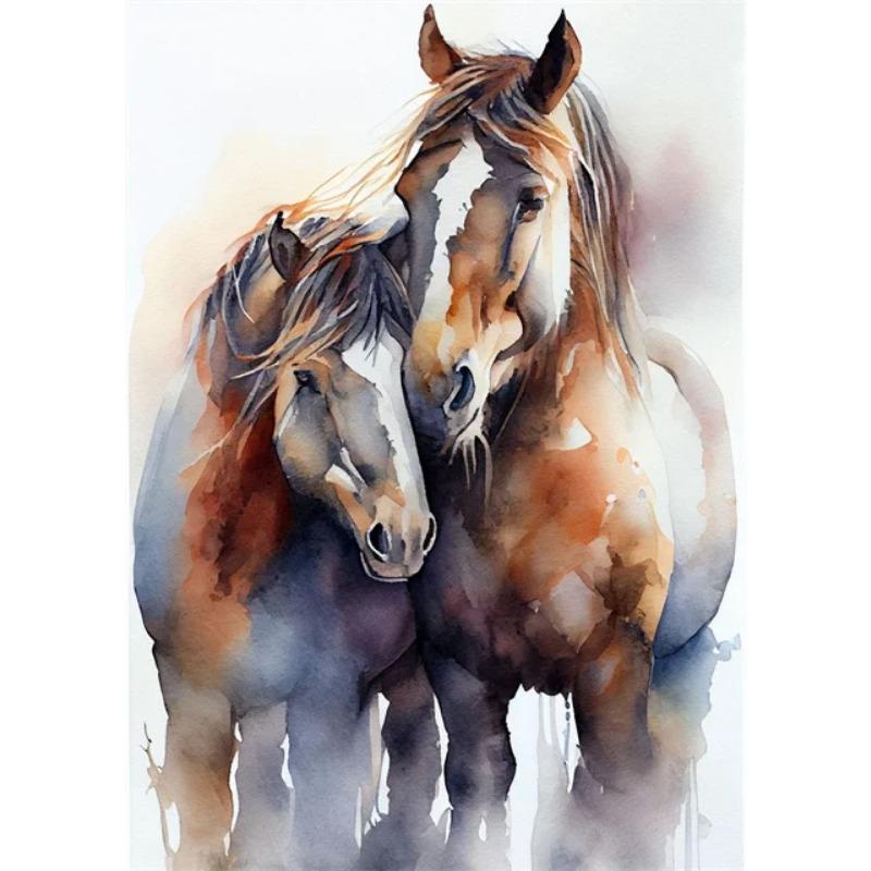 Horse Watercolor Canvas Oil Painting Prints Pictures Animal Horse Abstract Wall Art Posters Mural for Living Room Home Decor
