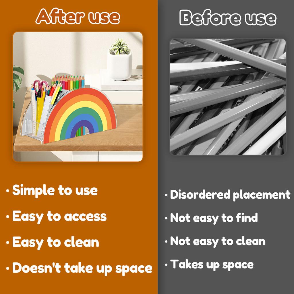 Acrylic Rainbows Pencil Holder Cute Desk Stationery Organizers Shelves Accessories Bookshelf Home Office Storage Box