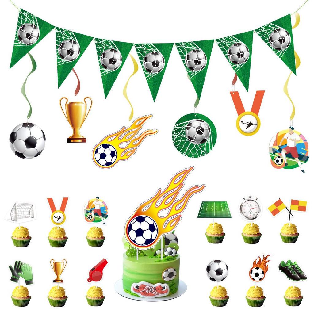 World Cup Birthday Party Decorations: Banners, Spirals, and Cake Toppers