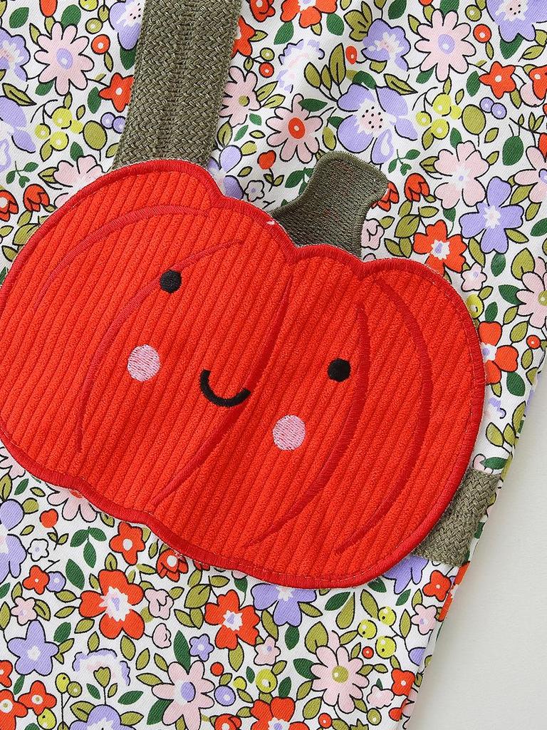 European Style Floral Patchwork Halloween Dress for Girls - Autumn Collection