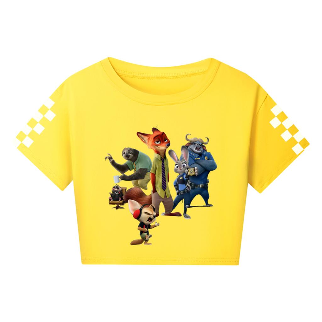 Fashionable Round Neck Short Sleeve Work Clothes Printed Tops For KID Summer Tops