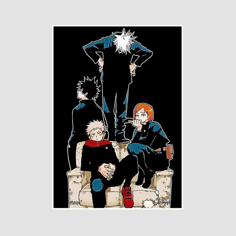 Anime Jujutsu Kaisen Posters Aesthetic White Paper Satoru Gojo Nobara Kugisaki Poster Wall Art Painting Study Home Decor Room Bar Decoration Pictures