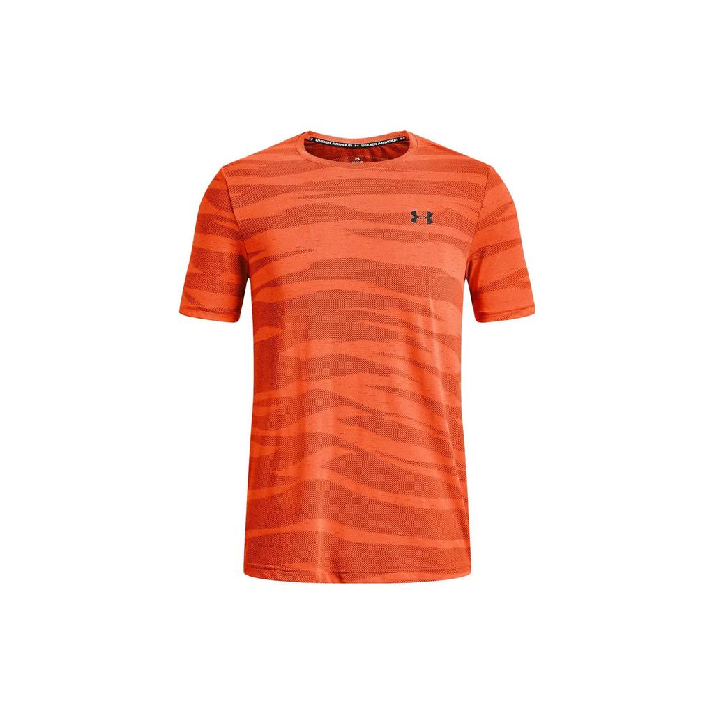 Under Armour Logo Print Pullover Crew Neck Short Sleeve T-Shirt Men Tops Explosive-Orange 1373726-866