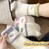 5Pairs Embroidery Winter Fluffy Socks Puppy Dog Plush Floor Socks Cute Mink Fleece Socks  Soft