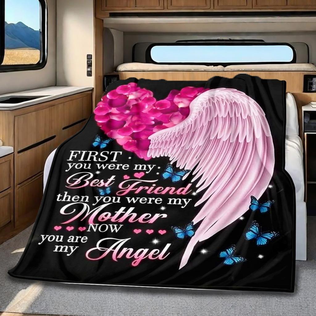 Mother Angel Plush Blanket Soft Comfortable All Seasons Perfect Sofa Office Naps Outdoor Travel Makes Great Gift