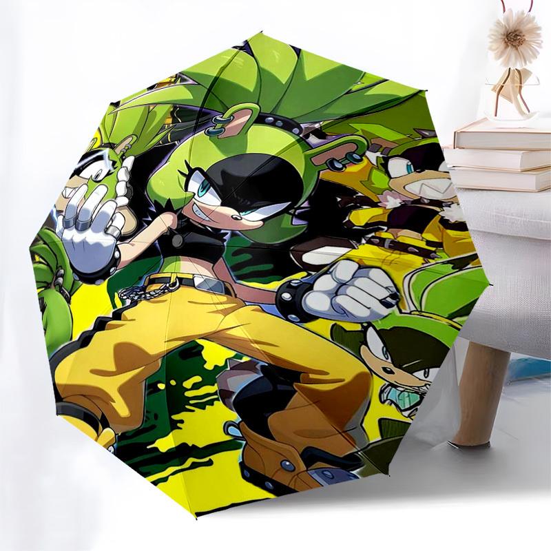 1pc Sonic the Hedgehog Inspired Automatic Opening/Closing Outdoor Umbrella, 8 Bone Iron Frame, Outdoor Protection for Fans, Travelers, Everyday U