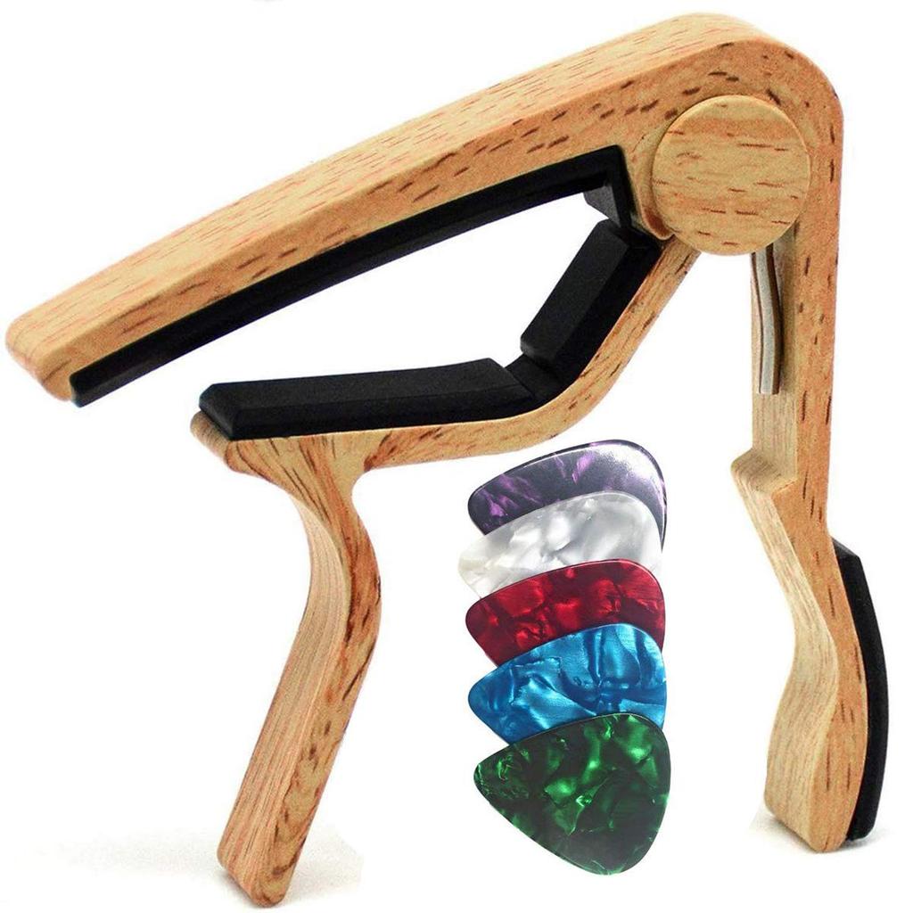 Miwayer Guitar Capo for Acoustic and Electric Guitars Rosewood Color with 5 Picks