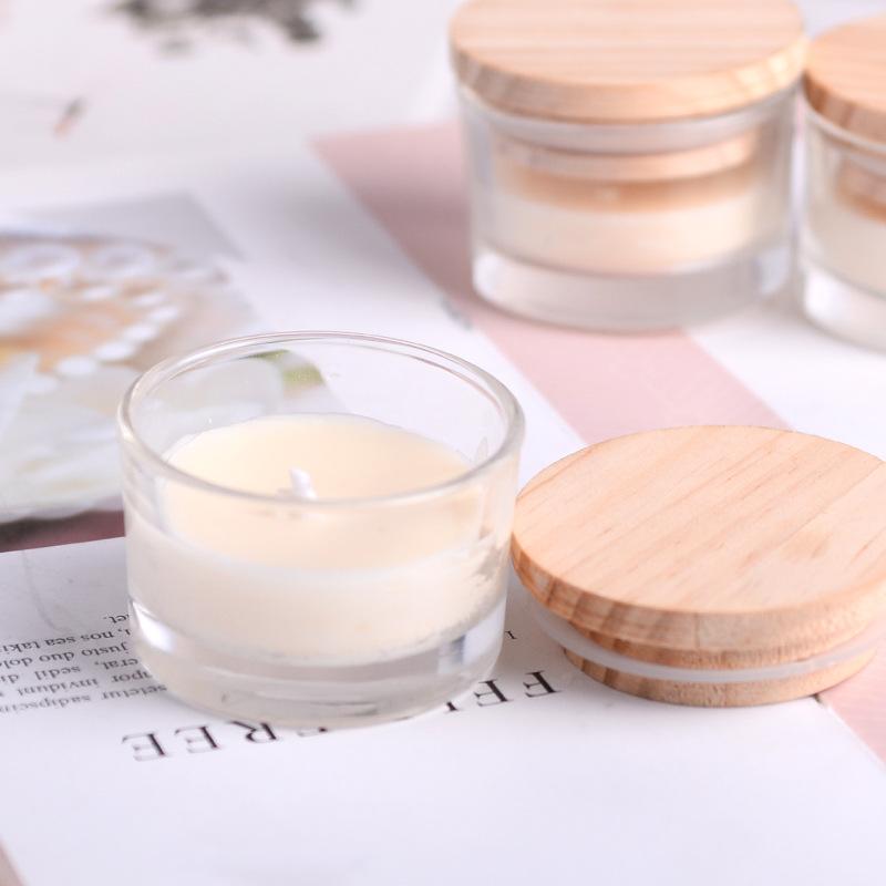 Transparent Cup Low Temperature Candle Glass Cup with Wooden Lid SM Low Temperature Candle Valentine's Day Flirting Dripping Wax Candle