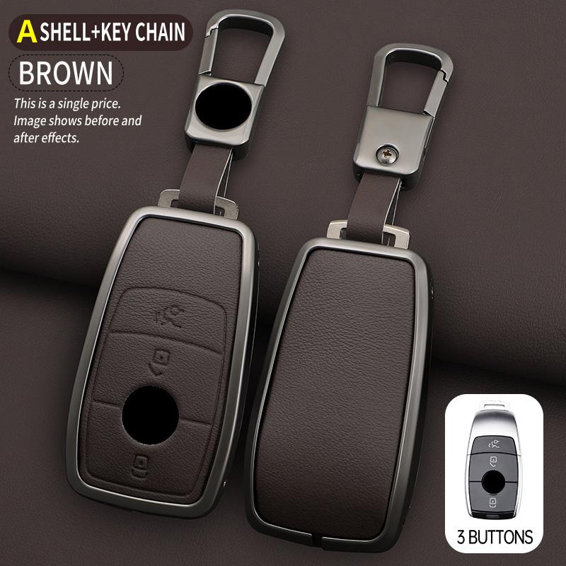 3/4 Button Key Fob Alloy Cover Case Fits for 2019 2020 Mercedes-Benz A220 E63S AMG E-Class GLE 350 4MATIC E300 E400 E43 W213