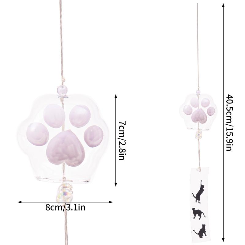 Cat Paw Wind Chimes Japanese Glass Wind Chime Home Garden Hanging Pendant Wall Hanging Decor Diy Gift for Guests Wind Bells
