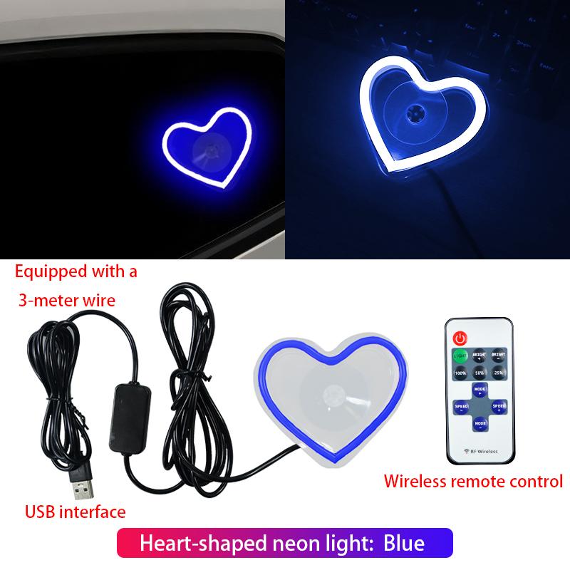 Car LED window lights interior decoration lights glowing heart atmosphere lights USB wiring car modification neon Car Decoration