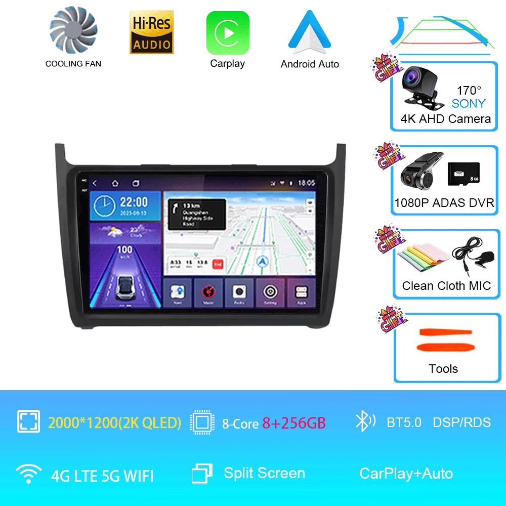 Car Radio 2Din Android 14 Stereo For Volkswagen VW Polo Sedan 2008 -2015 GPS Navigation Multimedia Mirror L-ink BT WIFI QLED DSP