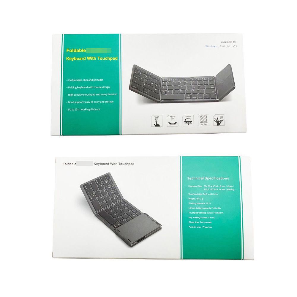 Upgraded B033 Plus Tri-Fold Bluetooth Keyboard with Touchpad & Type-C Charging