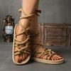 Fashion Casual Flats Women Sandals Cozy Walking Shoes Fashion Weave Woman Slippers 2025 New Trend Brand Designer Retro Femme Chaussures