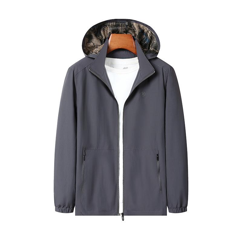 Autumn New Men's Jacket Outdoor Waterproof Quick-drying Plus Size Lapel Hooded Jacket