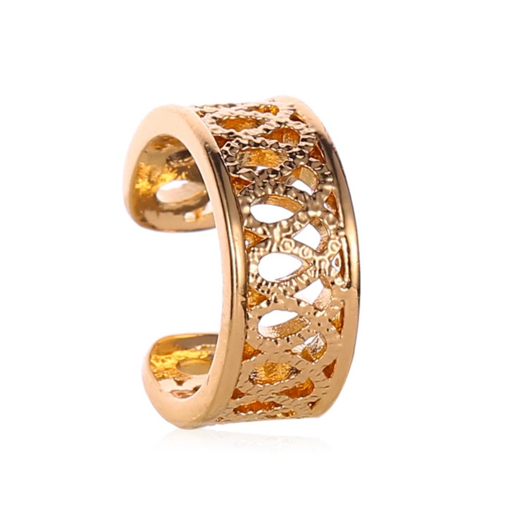 Open Lace Pattern Ear Cuff Gold Tone Filigree Hollow Ear Clip Non Piercing Ear Jewelry for Women