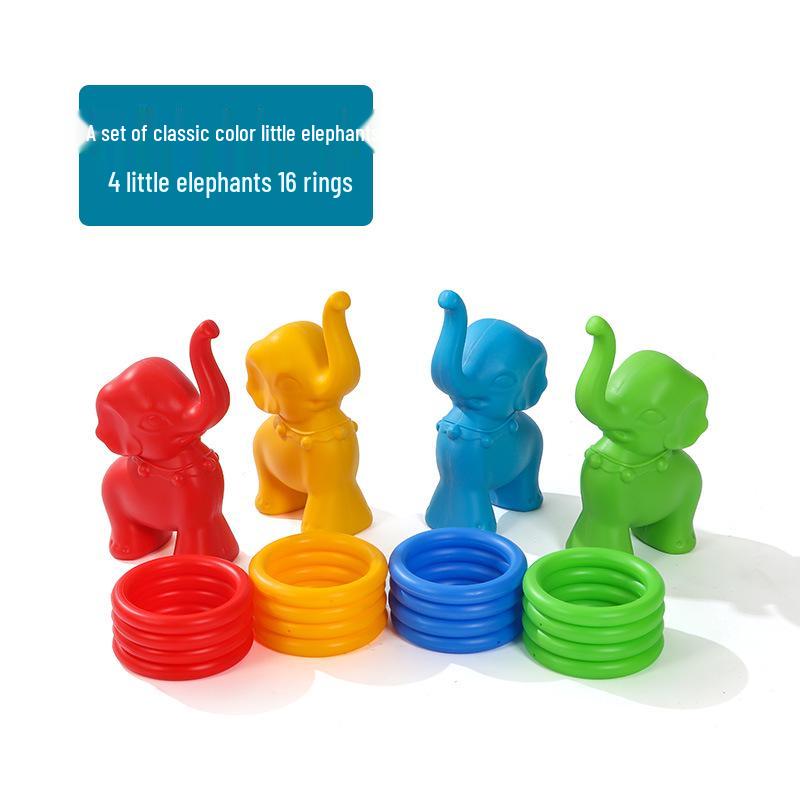 Elephant Ring Toss Toy for Kids - Outdoor Sensory Training Game with Storage